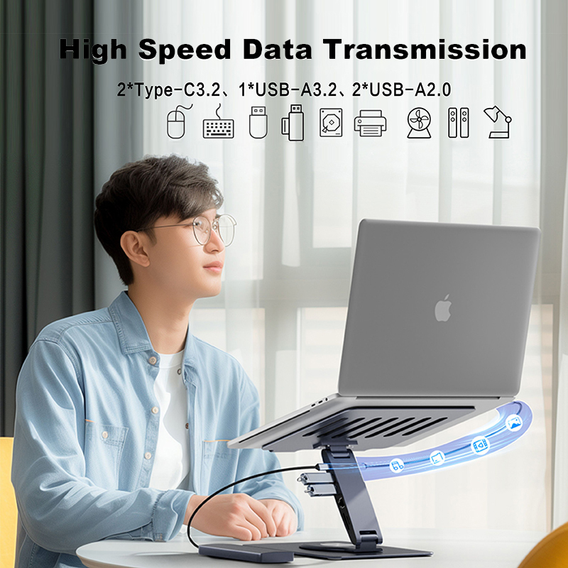 Portable Laptop Stand with Integrated Dock
