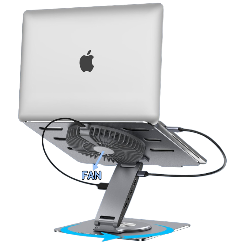 Adjustable Aluminum Ergonomic Portable Laptop Stand Type-C Docking Station and Fan