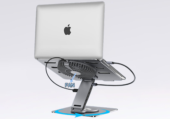 PCR200D+FAN Laptop Stand Docking Station 12-IN-1